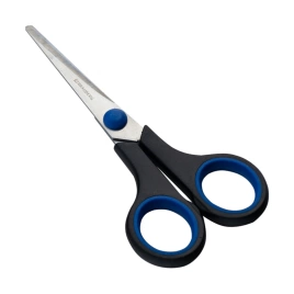 Ножницы BRAUBERG Soft Grip 140мм черно-синие резиновые вставки