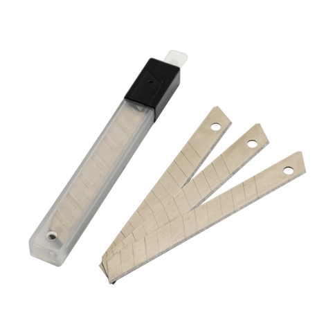 Лезвия для ножей 9мм STAFF Basic в пластиковом пенале (10шт) фото 4